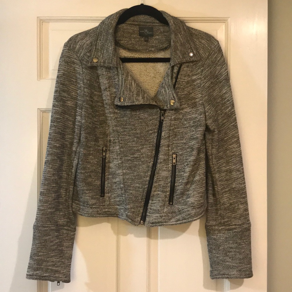 Grey knit Market & Spruce Moto Jacket